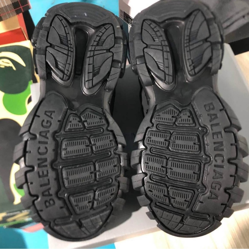 Balenciaga Black Sneakers with Rugged Outsole and High-Top Design
